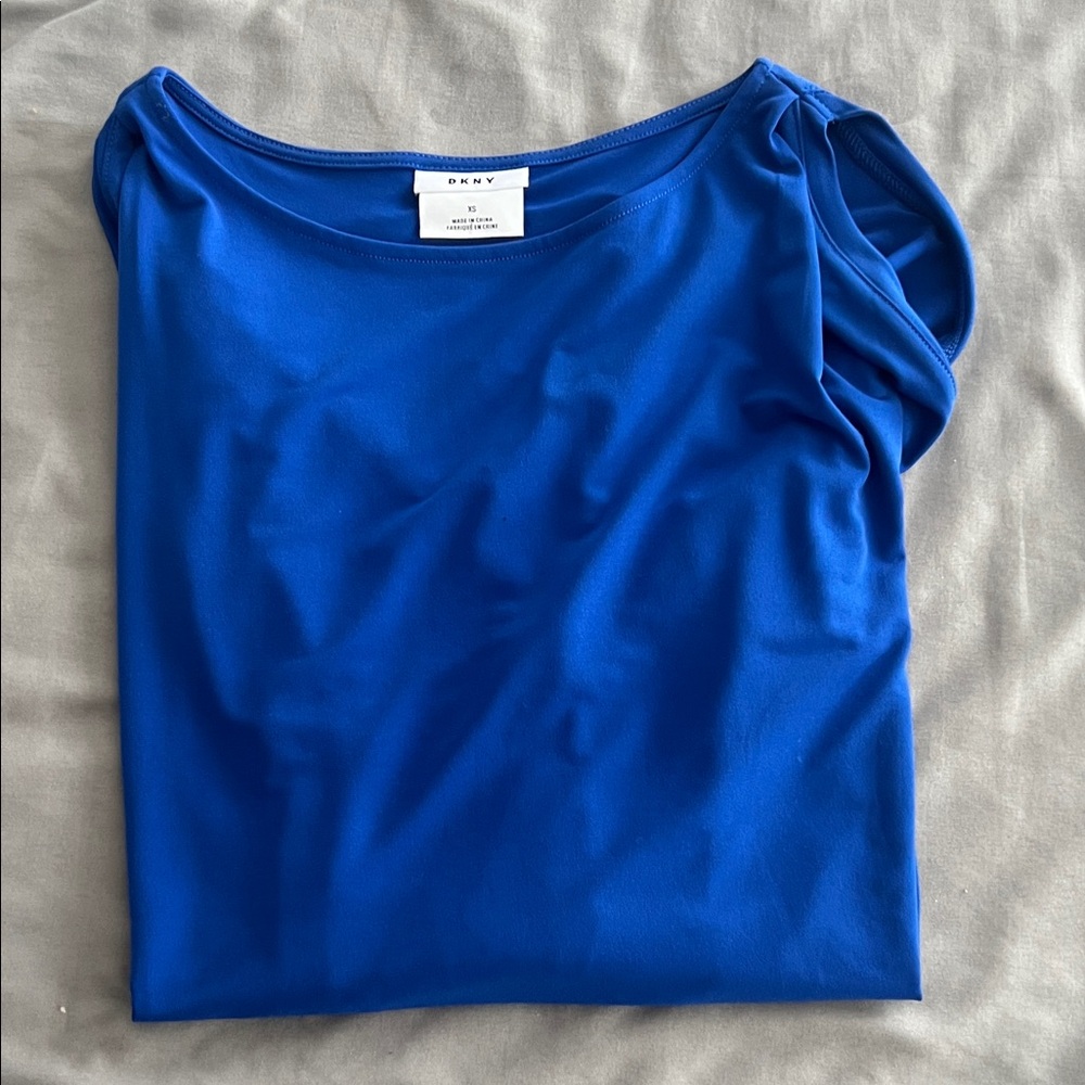 DKNY Vibrant Blue Women's Cold Shoulder Blouse